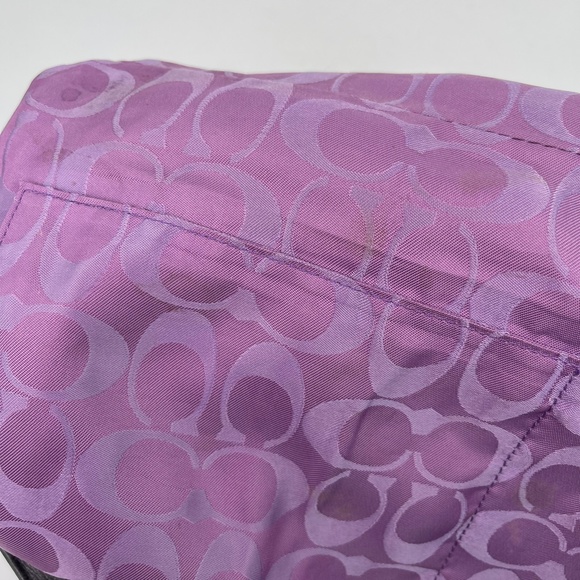 Coach Hamptons Purple Maroon Suede Leather Satchel Purse Handbag Large - Picture 13 of 13